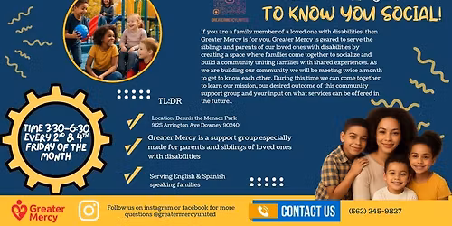 Getting to know you Social every 2nd & 4th Friday of the month