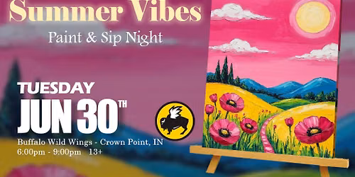 Summer Vibes Vibrant Paint & Sip Night at Buffalo Wild Wings Crown Point