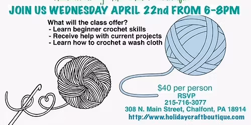 Welcome Spring Beginner Crochet Class-NEW LOWER PRICE