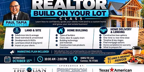 Custom Home Realtor Training- Build on lot Marketing Class.