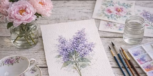 Watercolor Class, Lilacs at the Lincoln House