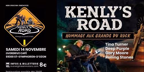 Concert Kenly's Road "hommage aux grands du rock" | Overdrive Caf\u00e9 69360 St-Symphorien-d'Ozon