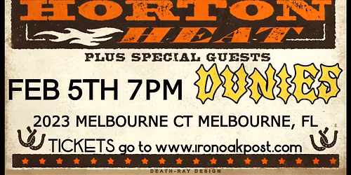 Reverend Horton Heat $10 ticket tour Downtown Historic Melborne