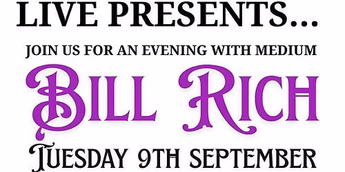 Spiritual Night at The Corringham Social Club with BILL RICH
