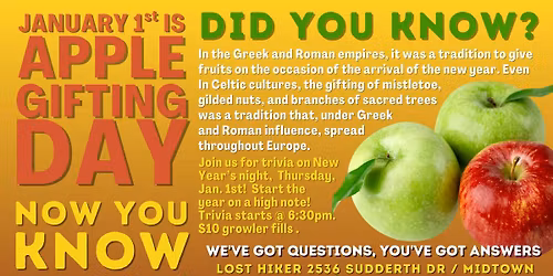 Lost Hiker Thirstday Night Trivia (Apple Gifting [New Year's] night)