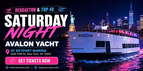 Reggaeton Boat Party NYC | Avalon Yacht at Skyport Marina | Sep 12