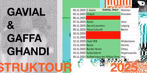 USU pres.: Gavial + Gaffa Ghandi | Neue Zukunft - 09.11.2025
