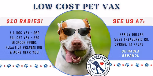 Spring Low Cost Pet Vaccination Event (Treaschwig Rd)