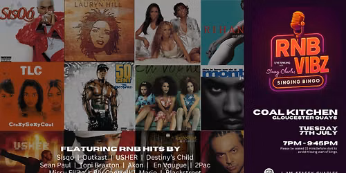 RNB VIBZ Musical Bingo at COAL Kitchen (Gloucester Quays) - Tuesday 7th July 7pm