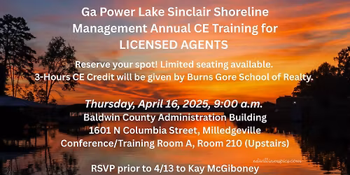 GA Power Lake Sinclair Shoreline Management Annual CE Training