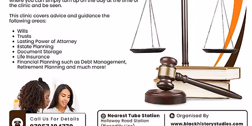 FREE Estate Planning & Financial Planning Drop-In Clinic \u2013 Sun 24 May 2026