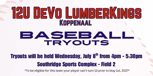 12u DeVo LumberKings- Koppenaal tryouts