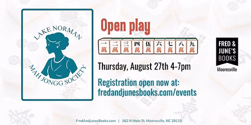 MaJhongg Open Play with Lake Norman MahJongg Society (Registration Required)
