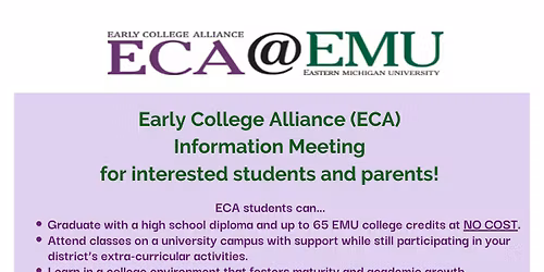 Early College Alliance (ECA) Informational Meeting 