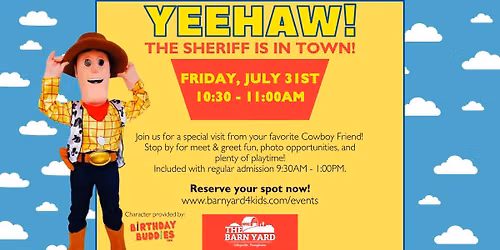 Friday Fun: Woody Character Visit & Open Play! \ud83e\udd20\ud83c\udf35