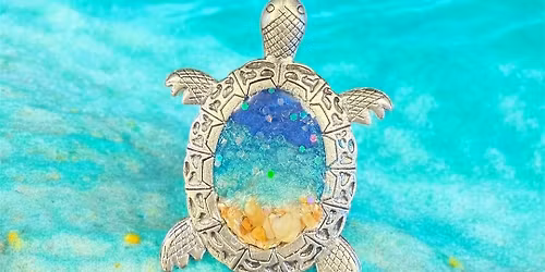 GAMBLE ROGERS TURTLE PATROL FUNRAISER UV Ocean Resin Pour Sea Turtle Necklace Workshop