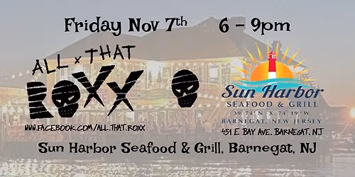 All That Roxx Debuts at Sun Harbor Seafood & Grill in Barnegat, NJ