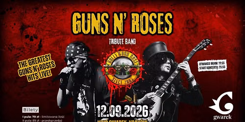 Guns N\u2019 Roses Tribute Band \u201cHollywood Rose" | 12\/09\/2026 | Krak\u00f3w, Klub Gwarek
