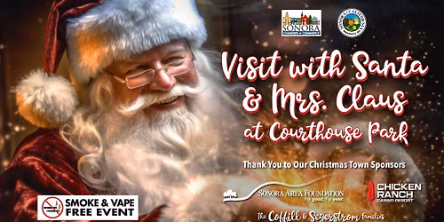 Christmas Town Sonora: Visit with Santa and Mrs Claus at Santa's House in Courthouse Park