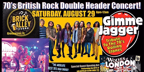 GIMME JAGGER and Wolves Of London - Doubler Header 70's British Rock Show!