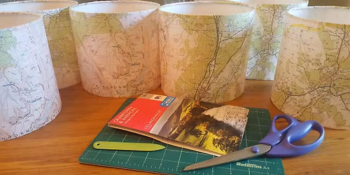 OS Map 20cm drum Lampshade & Bottle lamp