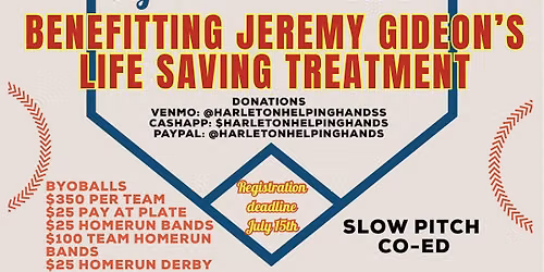 Softball Tournament Benefitting Jeremy Gideon