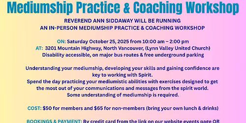 Mediumship Practice & Coaching Workshop
