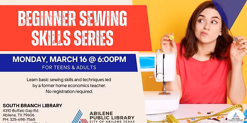 Beginner Sewing Skills Series (South Branch)