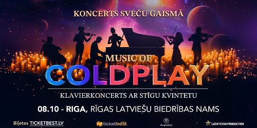 Coldplay m\u016bzika \u2013 klavierkoncerts ar st\u012bgu kvintetu sve\u010du gaism\u0101