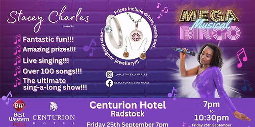 \u2b50MEGA\u2b50 Musical Bingo at the Centurion Hotel (Radstock, Somerset) - Friday 25th September 7pm