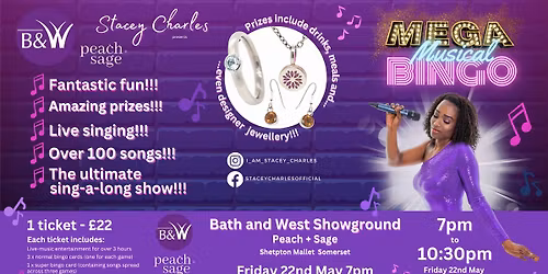 \u2b50MEGA\u2b50 Musical Bingo at the Bath & West Showground (Shepton Mallet) - Friday 22nd May 7pm