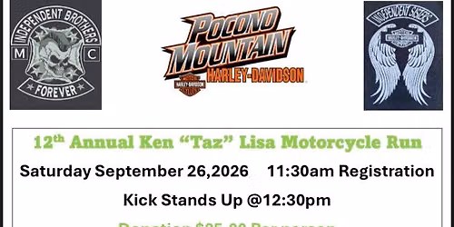 12th Annual Ken \u201cTaz\u201d Lisa Motorcycle Run