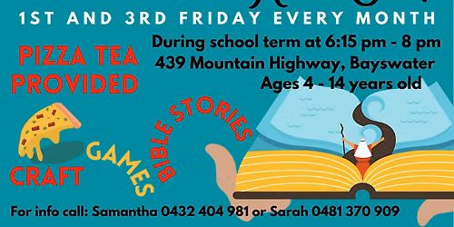 Kids Bible Teaching & Pizza - 2025 (for 4-14 YO but all welcome!)