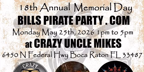 10 DAY COUNTDOWN TO BILL'S PIRATE PARTY 2026 18TH ANNUAL