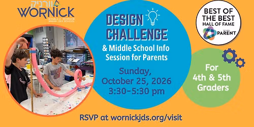 Design Challenge for 4th & 5th Graders and Middle School Info Session for Parents