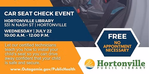 Free Car Seat Check Event at the Hortonville Public Library