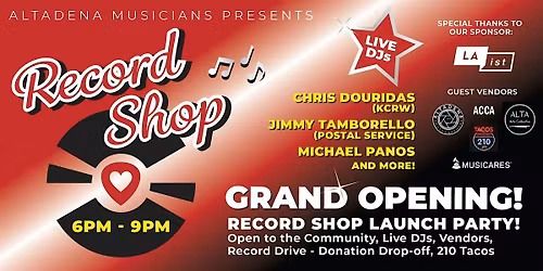 RECORD SHOP Launch Party & Open House + Record Donation Drive