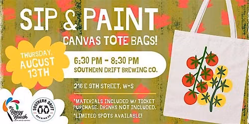 Sip & Paint Canvas Tote Bags!