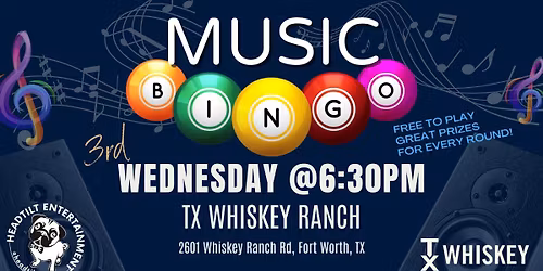 Monthly Music Bingo at TX Whiskey Ranch