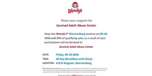 Wendy's Fundraiser - Warrensburg