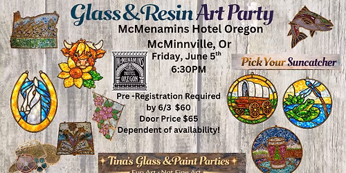 6\/5\/26 Tuesday 6PM\u2728Crushed Glass & Resin Sun Catchers Party at McMenamins Hotel Oregon