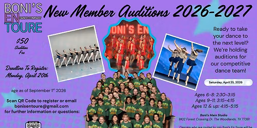 Boni's En Toure Auditions 2026-2027