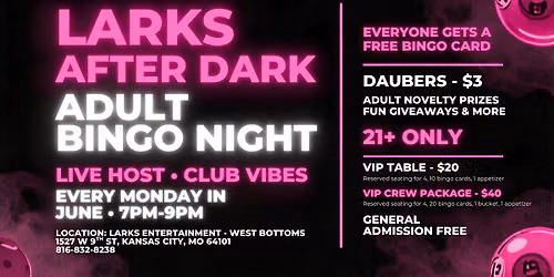 Larks After Dark Bingo Night June 29th