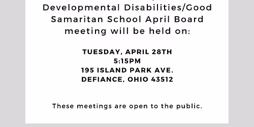 April DCBDD Board Meeting