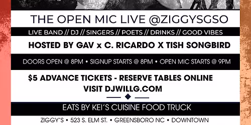 The Open Mic Tonight @Ziggysgso \/\/ Live Band \/\/ Drinks \/\/ Eats