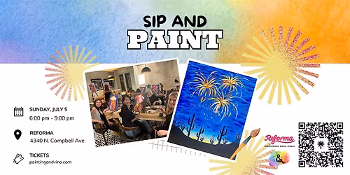 \u2018Fireworks Over The Desert\u2019 Sip and Paint