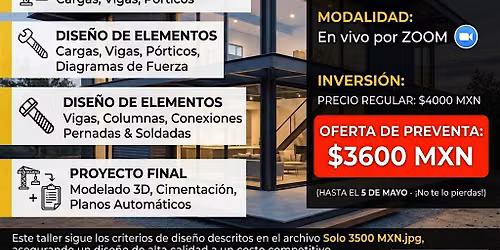 Taller Online: Dise\u00f1o de Estructuras y Casas de Acero (En Vivo)