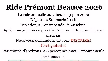 Ride Pr\u00e9mont Beauce 2026