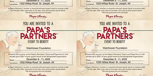 Papa Vino's give back week