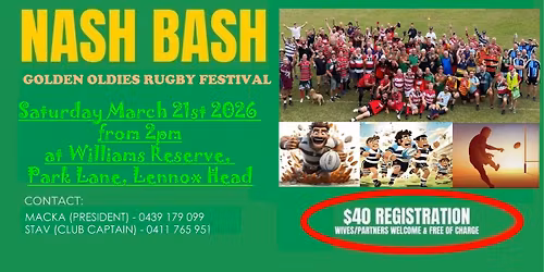 Nash Bash 2026 - Kick off the 2026 North Coast Golden Oldies Rugby Season